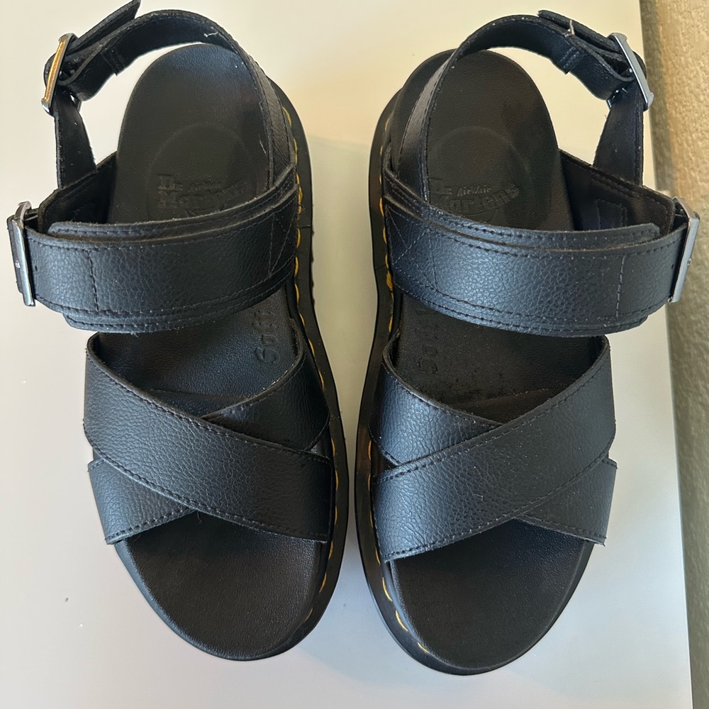 ⚜️Dr. Martens Women's Black Platform Strappy Sandals - Contemporary Chunky Sole - Picture 2 of 6